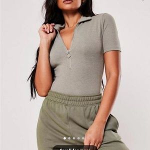 Missguided zip up polo bodysuit